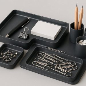 Magnetic Desktop Organizer Set with Metal Trays and Accessory Pods