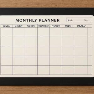 Desk Writing Mat with Built In Calendar and Monthly Planner Grid