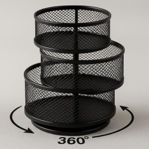 Rotating Multi Tier Metal Pen Holder Organizer with 360 Swivel