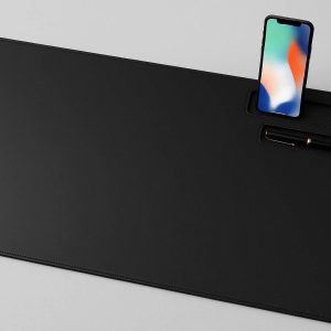 Large PU Leather Desk Blotter with Pen Holder and Phone Slot